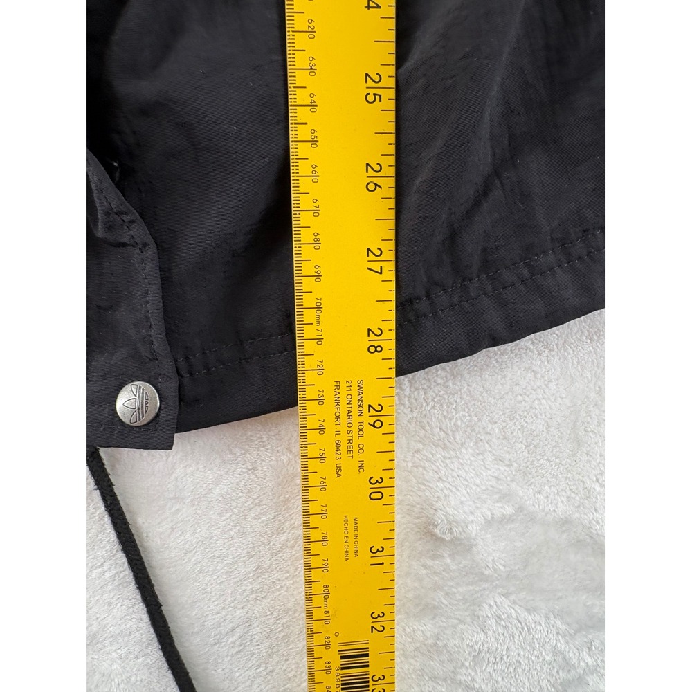 Adidas Windbreaker Jacket XL Black Full Zip Mock Neck Trefoil Logo Drawstring - Picture 7 of 10